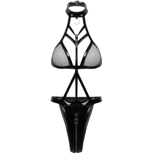 NEW Leather Body Suit Latex Lingerie Sexy Catsuit - Picture 4 of 12